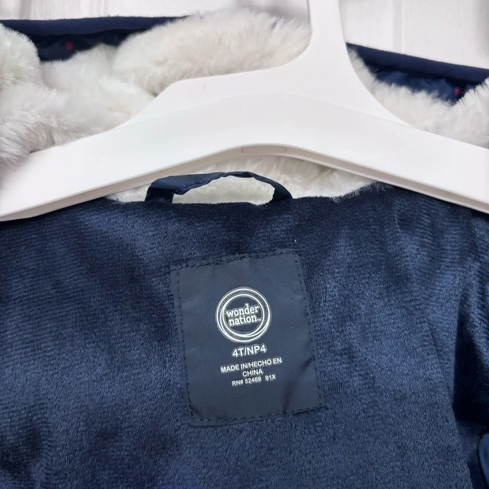 Navy Heart Print Puffer Jacket | Wonder Nation 4T